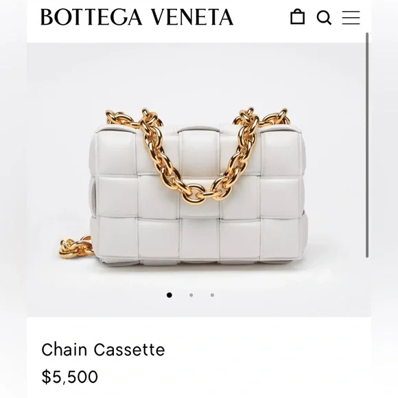 Bottega Veneta Chain Cassette Padded Intrecciato Crossbody Bag - White/Gold - Picture 12 of 14